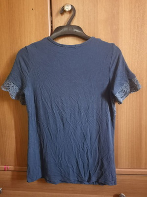 Intimissimi navy blue short-sleeve lace top, small