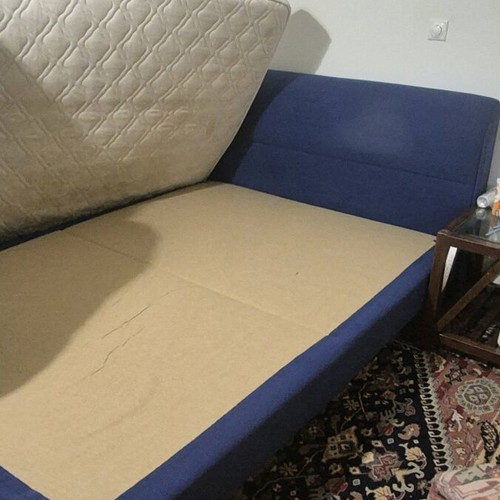 Fabric double bed used, blue, for 150x200 mattress