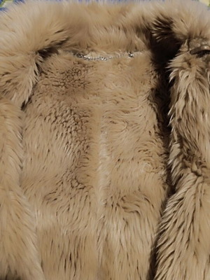 Leather coat with fur lining like new, women's beige