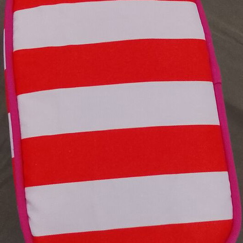 Aloe Colors toiletry bag, red and white striped