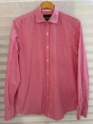 Massimo Dutti casual fit shirt with small checks like new, size L, red and white