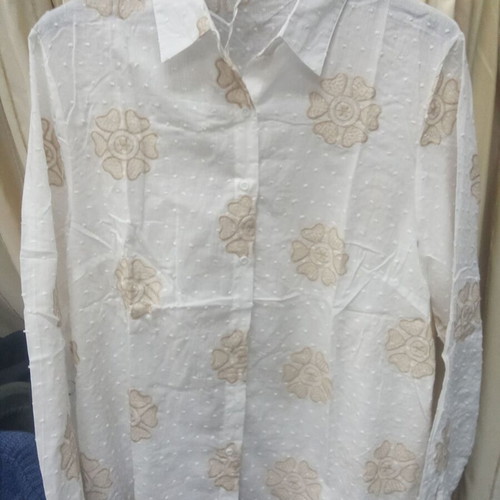 Women's white shirt with garden embroidery new Yookie 100% cotton