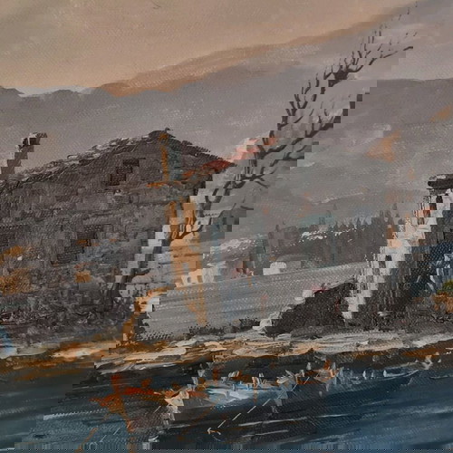 Παπαδομανωλάκης Λιμανάκι Ελαιογραφία