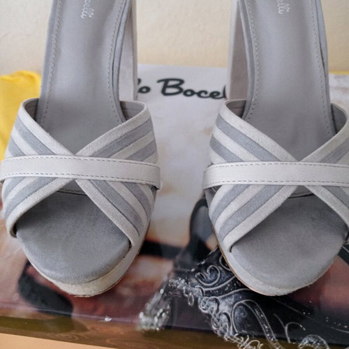 High-heeled sandals used, gray, size 37, 10cm heel