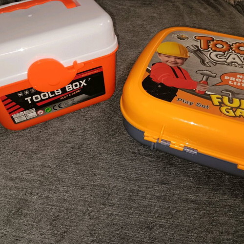 Children's toolboxes used with tools, set of two