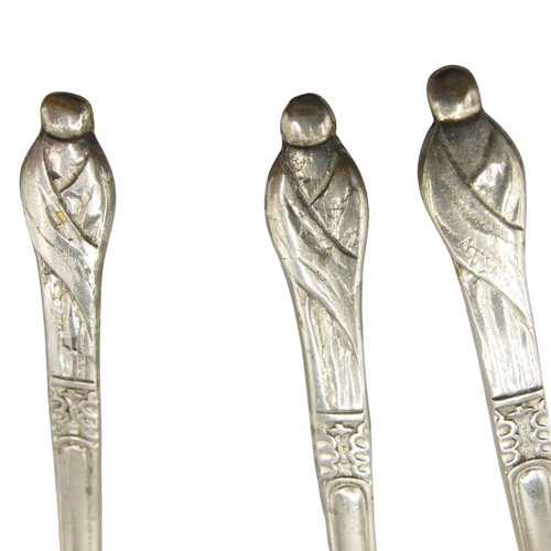 Vintage EPNS Silver Plated Spoon Set of 3 with Monk Handles England 1930–1940