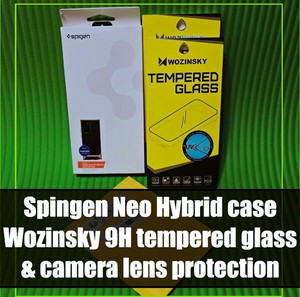 Spingen Neo Hybrid Case & Wozinsky 9H Tempered Glass + Lens Protection for Galaxy Note 20 Ultra