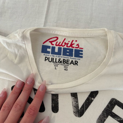 Rubik's Cube white cotton t-shirt size L used