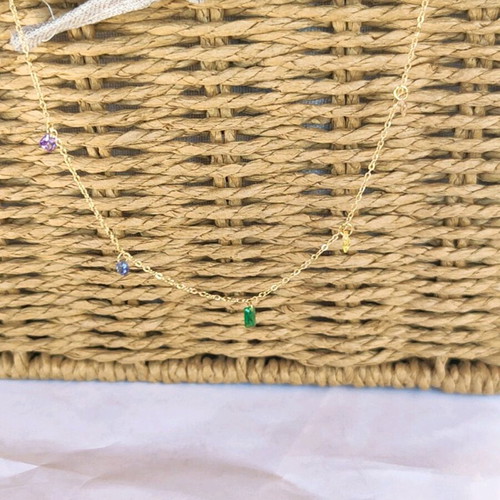 Steel necklace new multicolored gold-tone