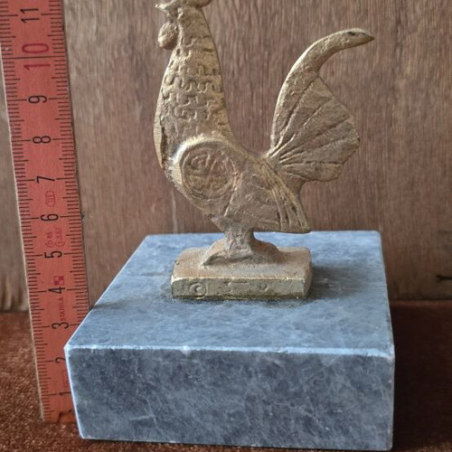 Metal Rooster on Marble Base used