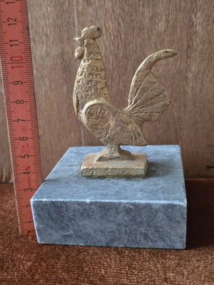 Metal Rooster on Marble Base used