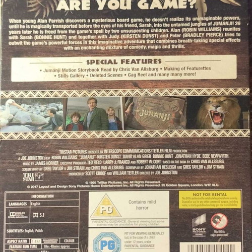 Jumanji DVD used, comedy adventure fantasy with English subtitles and board game