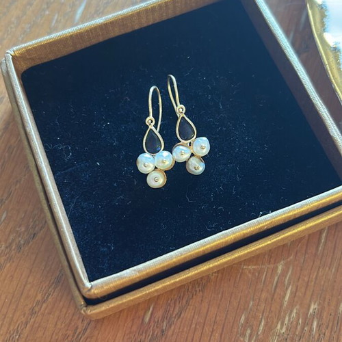 Chrysa 14k earrings with pearls and sapphires used