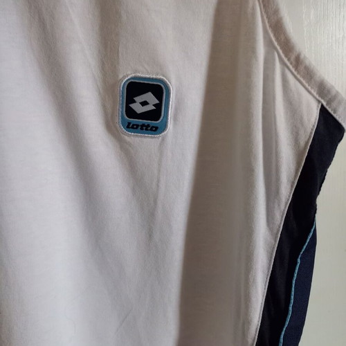 Lotto sleeveless white shirt new with blue stripes