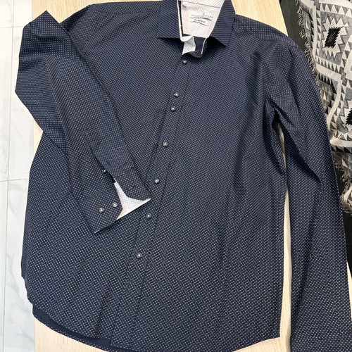 Nicolas Frattel Slim Fit Shirt size L like new, dark blue with white pattern
