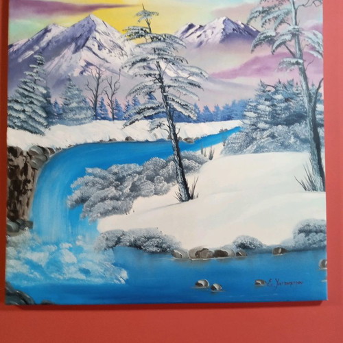 Winter Landscape Painting new, oil on canvas 73x64
