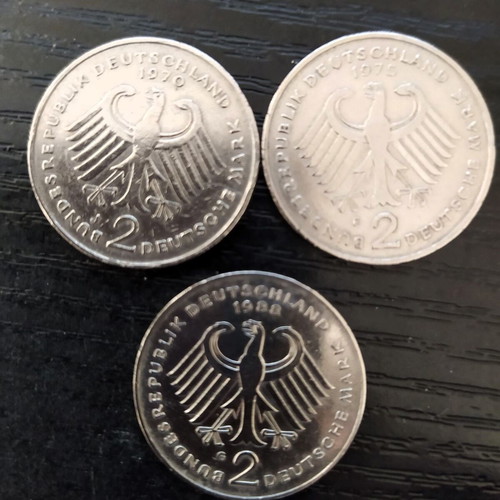 German coins used, pack of 5 pieces 1969-1988