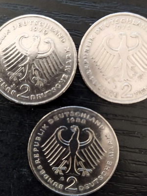 German coins used, pack of 5 pieces 1969-1988