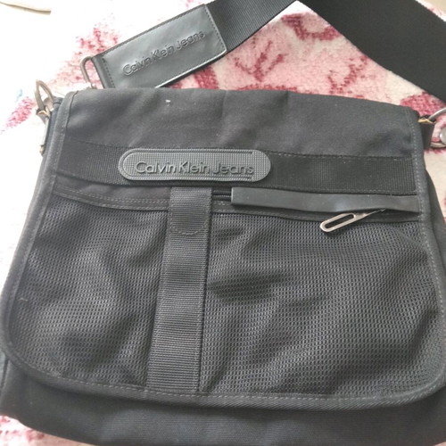Calvin Klein Jeans shoulder bag used, black, synthetic with leather details