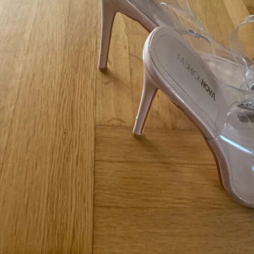 Clear strap heels, beige, size 39.5