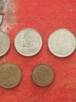 Thailand coin collection, 5 different coins