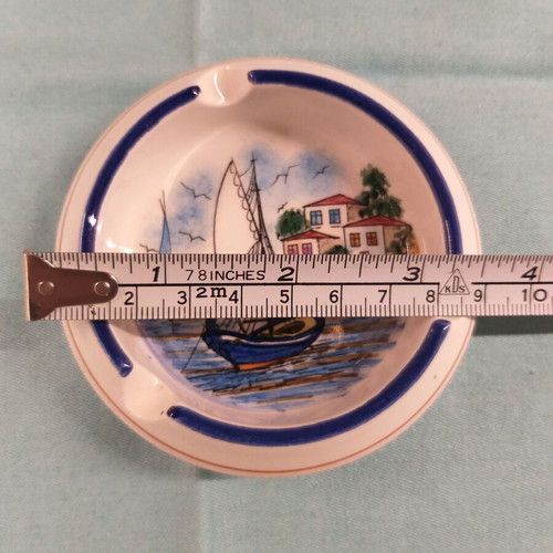 Small vintage ceramic ashtray hand-painted from Ligourio Epidaurus