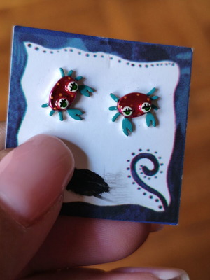 Fi Jewelries Handmade Crab Stud Earrings 925 Silver Like New