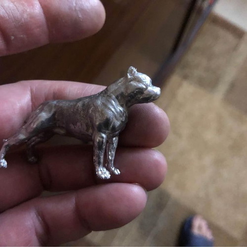 Pitbull miniature new, made of tin with bronze and copper tones