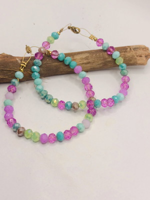 Handmade bracelets set of 2 new, stainless steel, multicolor