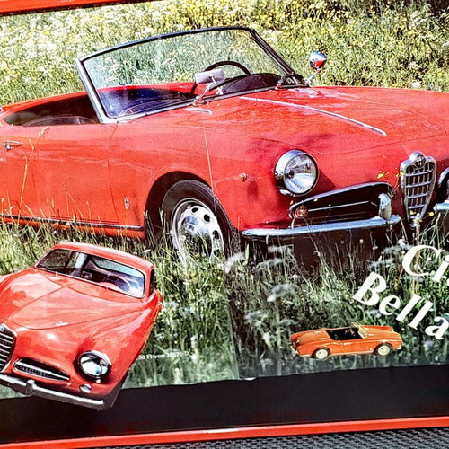 Alfa Romeo Giulietta Spider retro poster "Ciao Bella" with frame and protective glass