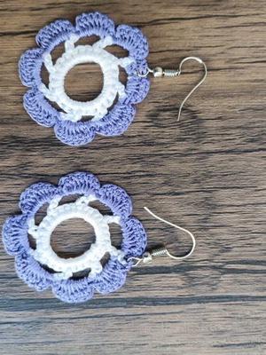 Handmade crocheted earrings with unique designs