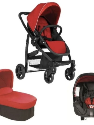 Graco stroller red like new with carrycot and car seat