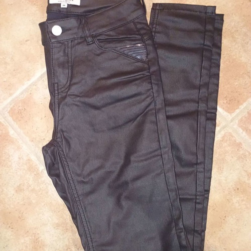Morgan pants with leather look new, size 36, dark blue