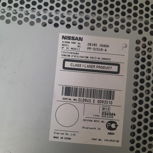 Radiocd Nissan Juke 2015 new, unused