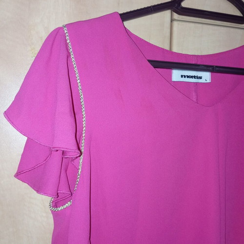 Matis women's short-sleeve blouse like new, fuchsia, size L