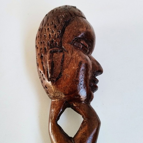 Vintage authentic African wooden ritual sword sculpture 47cm, handmade double-sided