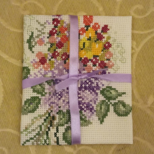 Handmade vintage embroidery flowers for frame or small doily new