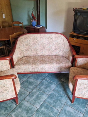 Vintage living room set with loveseat and two armchairs, rosewood