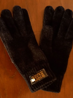 Women's knitted gloves unused, black acrylic, one size