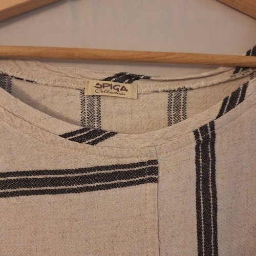 Spiga dress like new, natural tones with black stripes, size XL