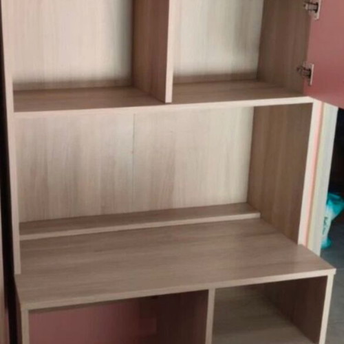 Children's Desk Set with Bookcase in Oak and Fuchsia Like New