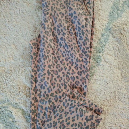 Leopard pants large fitted like new, beige and brown