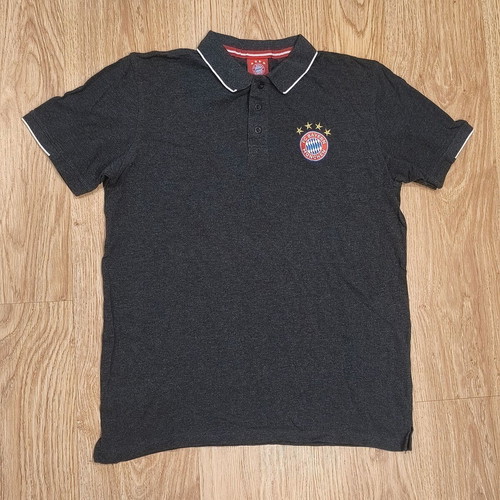 FC Bayern Munich Polo Shirt Mens Size L charcoal grey cotton used