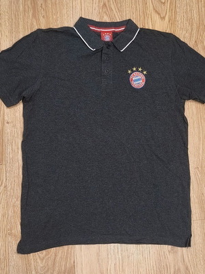 FC Bayern Munich Polo Shirt Mens Size L charcoal grey cotton used