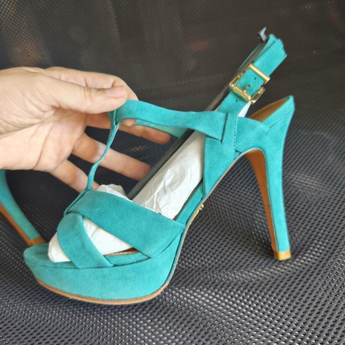 Schutz turquoise suede high-heeled sandals like new, size 38