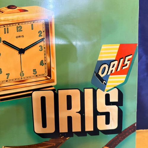 Oris vintage metal sign, collectible 37x27.5 cm, made in Switzerland 1940-1950