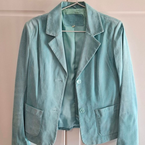 Vintage Genuine Leather Jacket Paranoia used, turquoise mint, size L