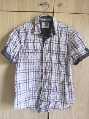 Men's short-sleeve shirt size L, gray and pink, like new