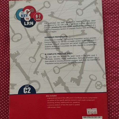 The Key to LRN C2 8+7 Tests book used with notes