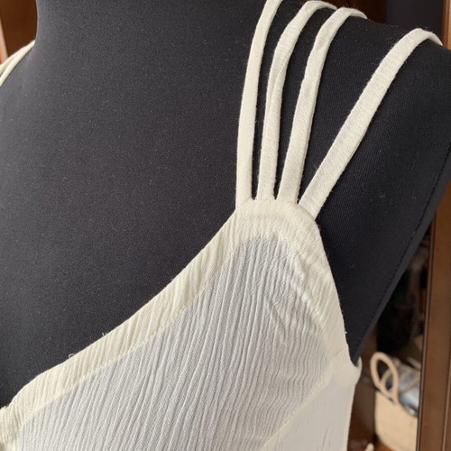 Long viscose dress ivory with buttons new, size M